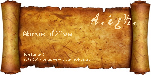 Abrus Éva névjegykártya
