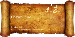 Abrus Éva névjegykártya